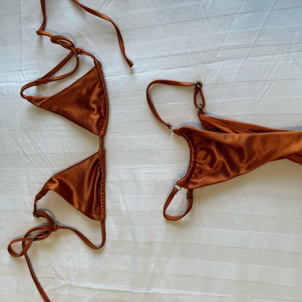 Satin Brown Bikini Set